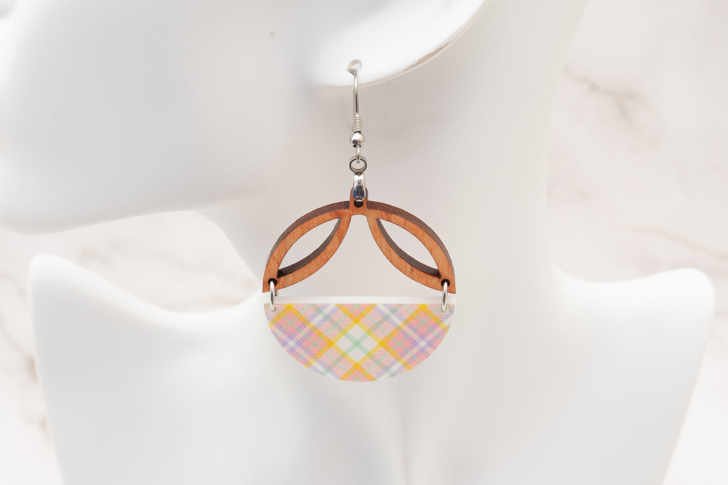 Plaid Acrylic & Wood Dangles