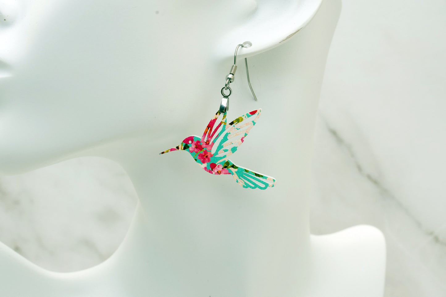 Cherry Blossom Hummingbird Acrylic Dangles