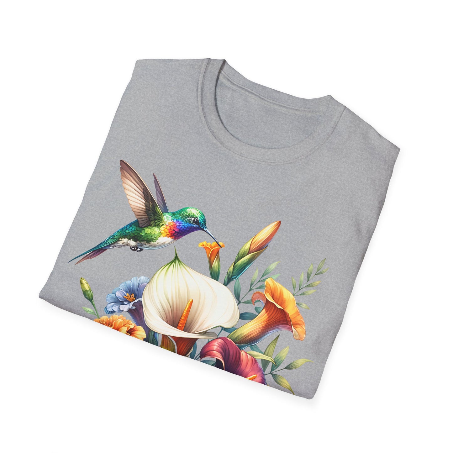 Hummingbird & Flowers Unisex Softstyle T-Shirt