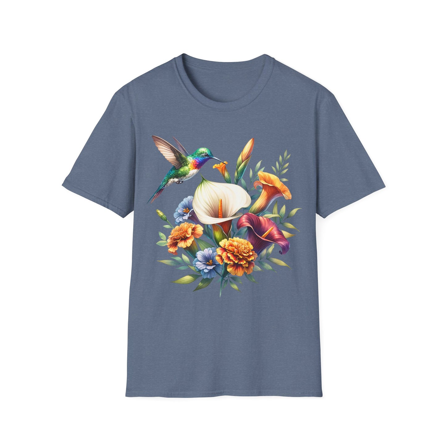 Hummingbird & Flowers Unisex Softstyle T-Shirt