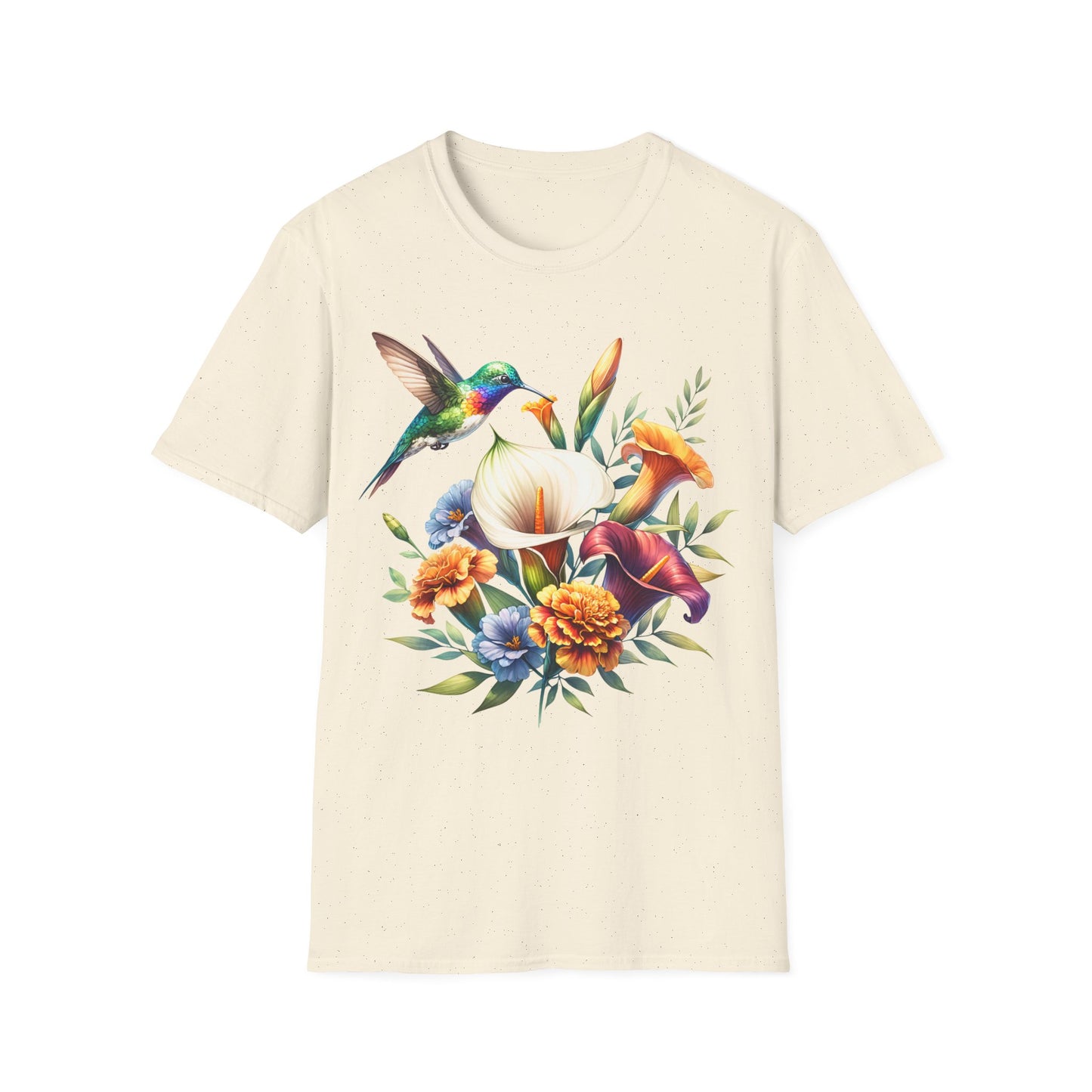 Hummingbird & Flowers Unisex Softstyle T-Shirt