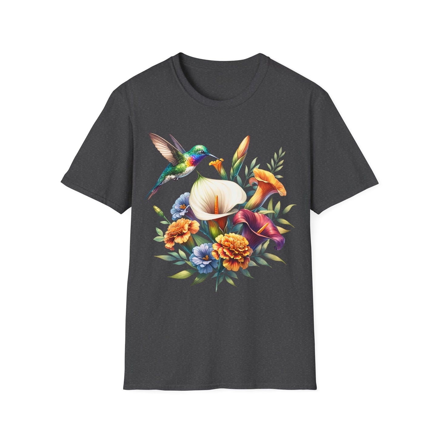 Hummingbird & Flowers Unisex Softstyle T-Shirt