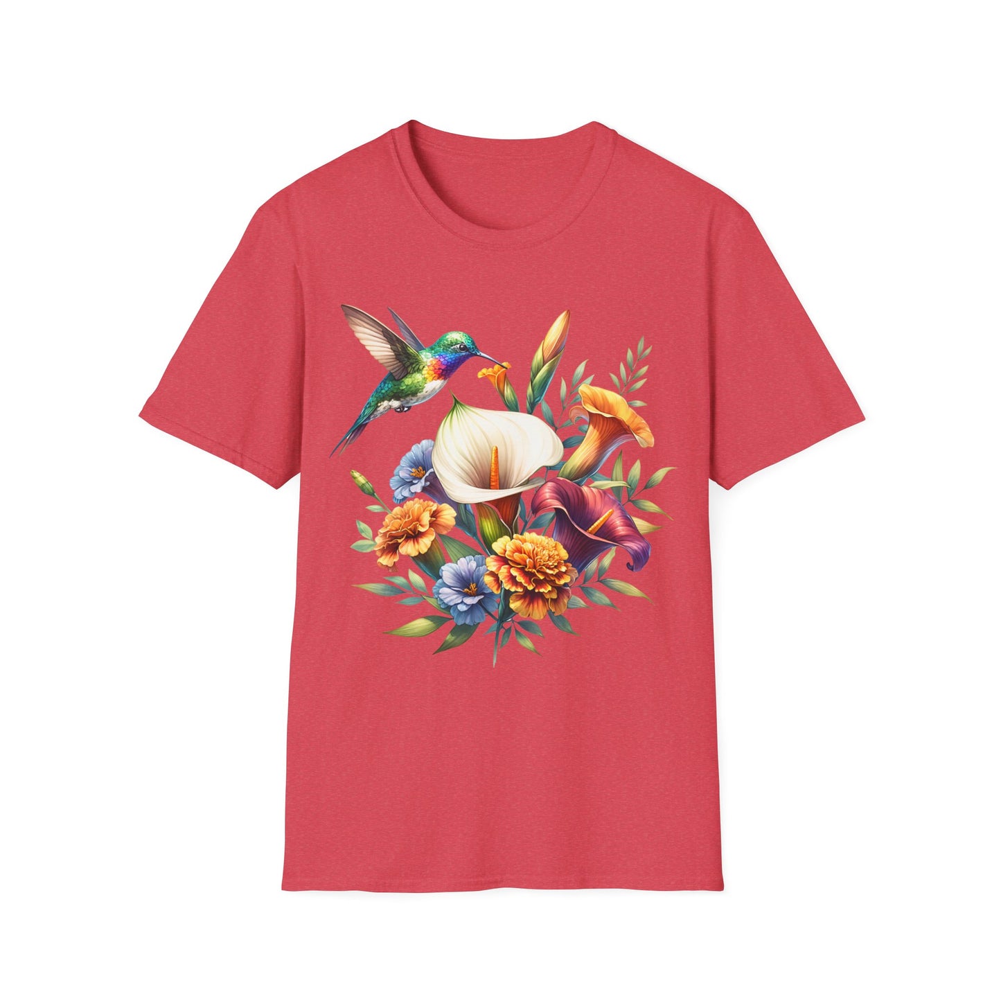 Hummingbird & Flowers Unisex Softstyle T-Shirt