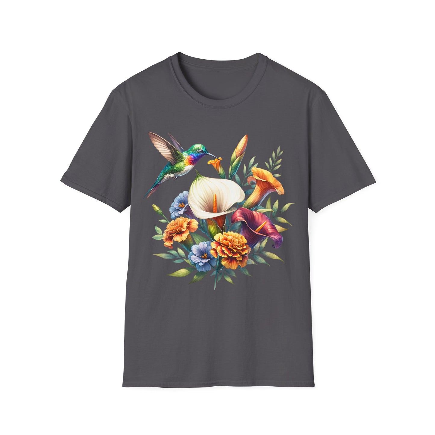 Hummingbird & Flowers Unisex Softstyle T-Shirt