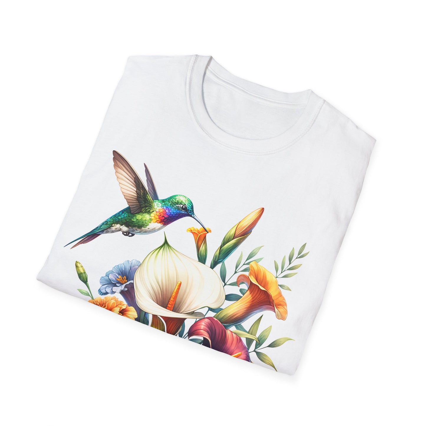 Hummingbird & Flowers Unisex Softstyle T-Shirt