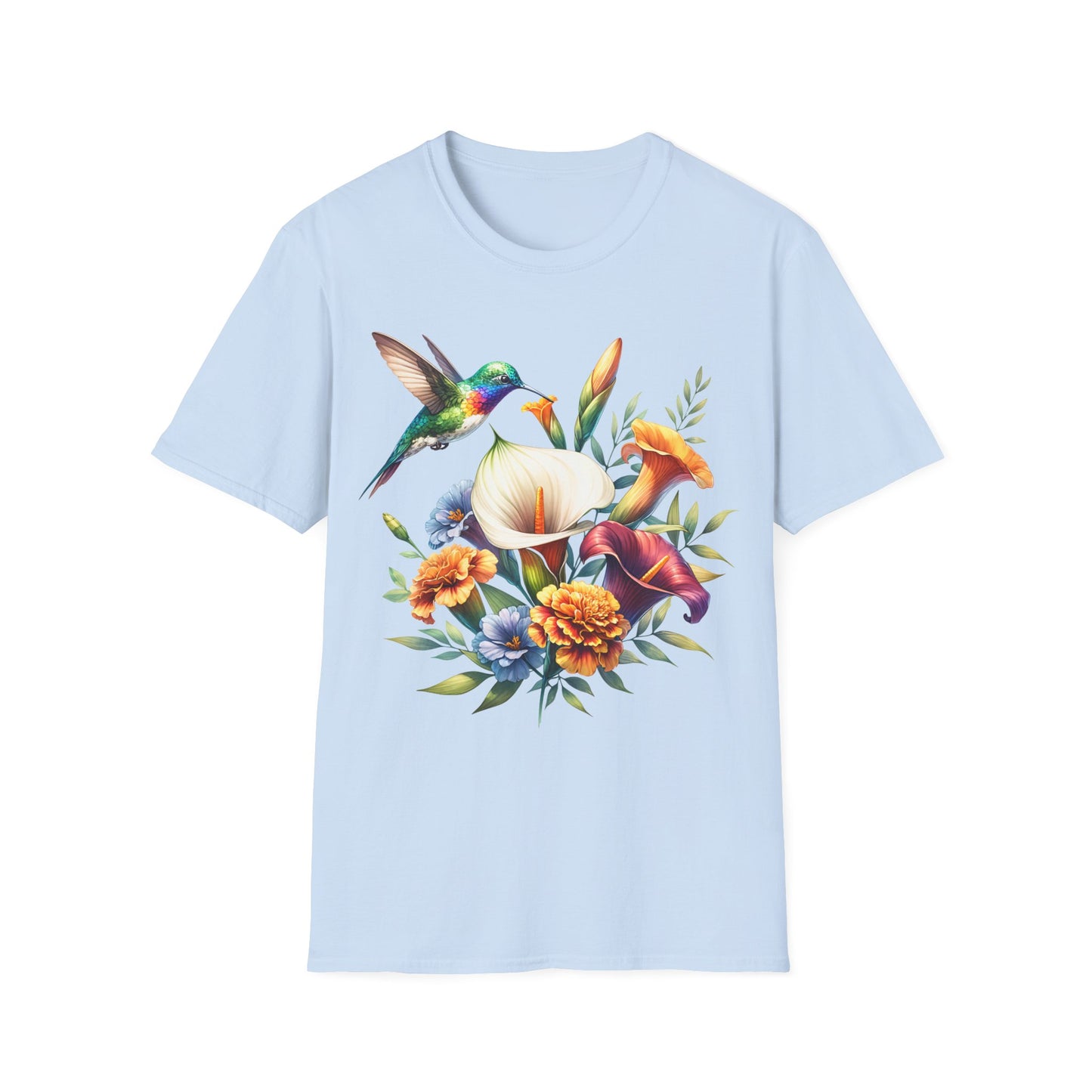 Hummingbird & Flowers Unisex Softstyle T-Shirt