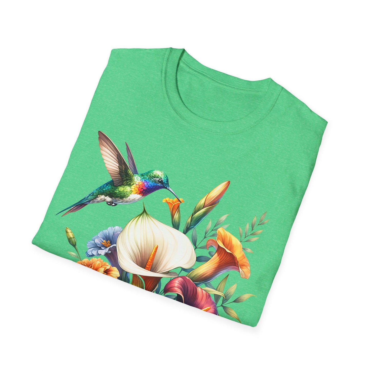 Hummingbird & Flowers Unisex Softstyle T-Shirt