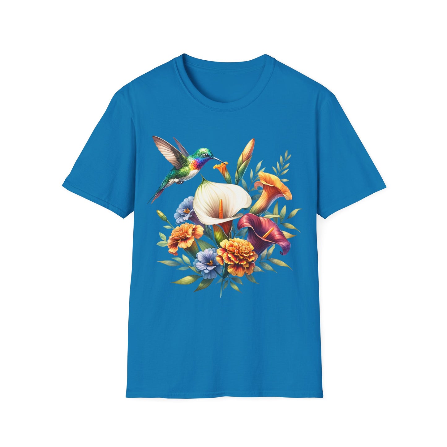 Hummingbird & Flowers Unisex Softstyle T-Shirt