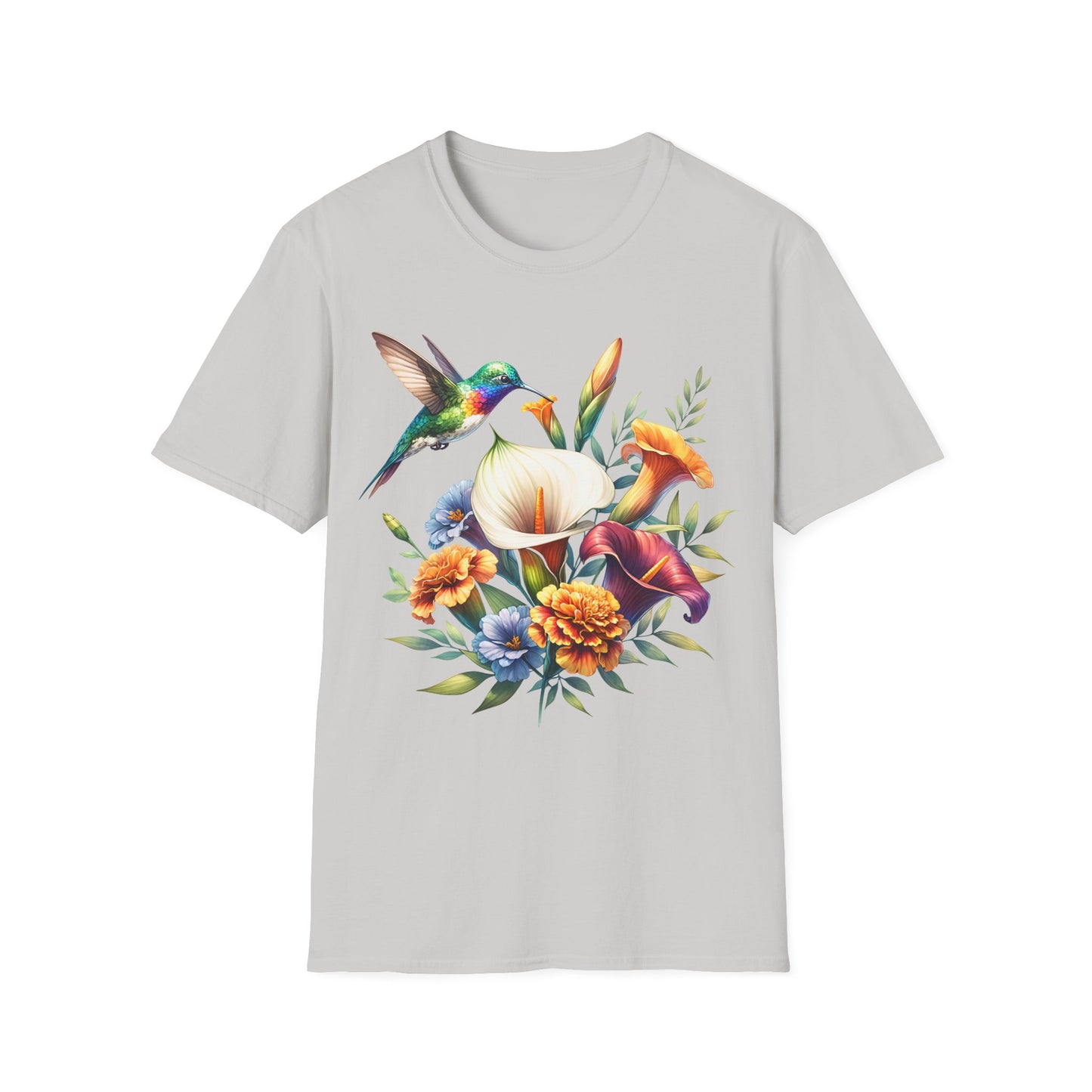 Hummingbird & Flowers Unisex Softstyle T-Shirt