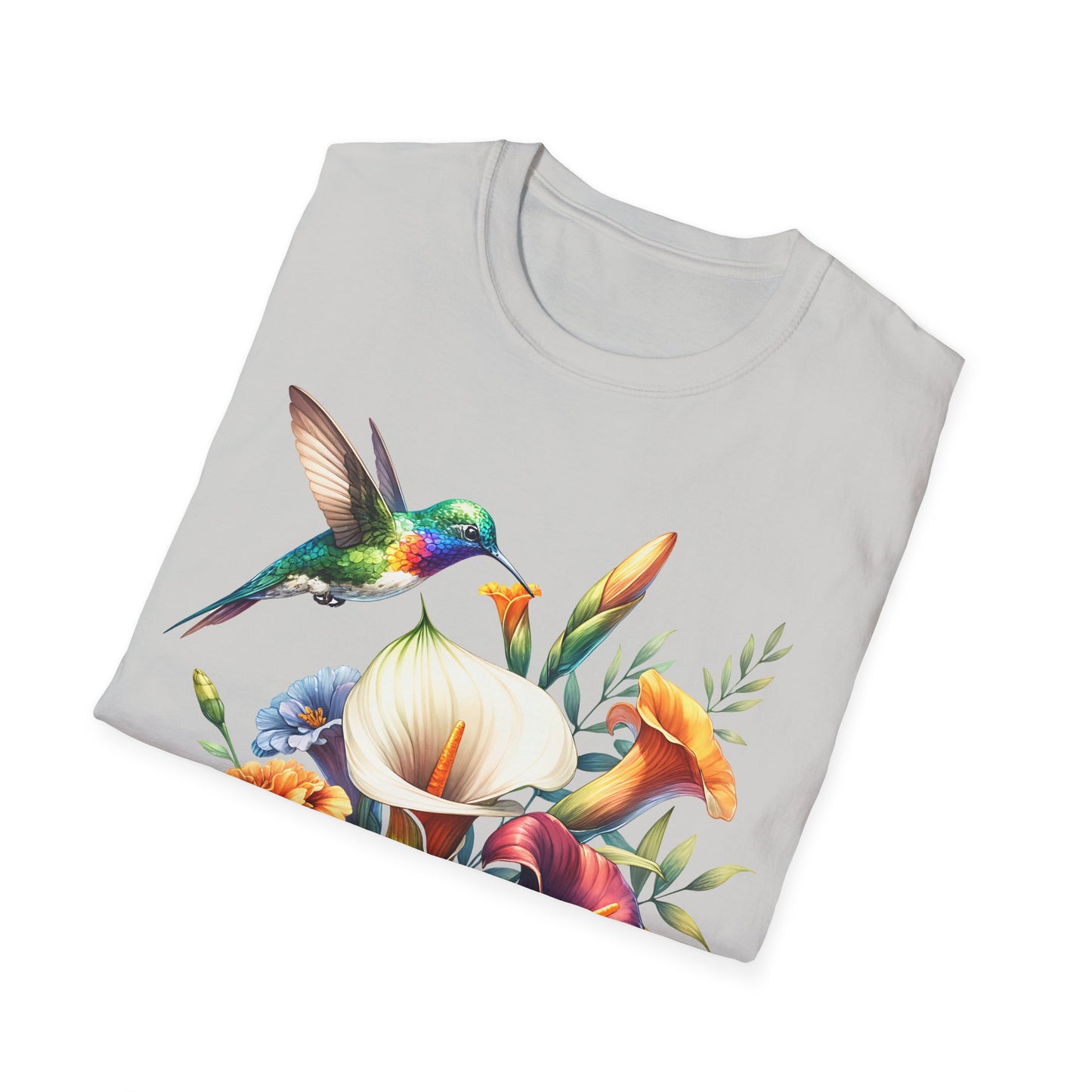 Hummingbird & Flowers Unisex Softstyle T-Shirt