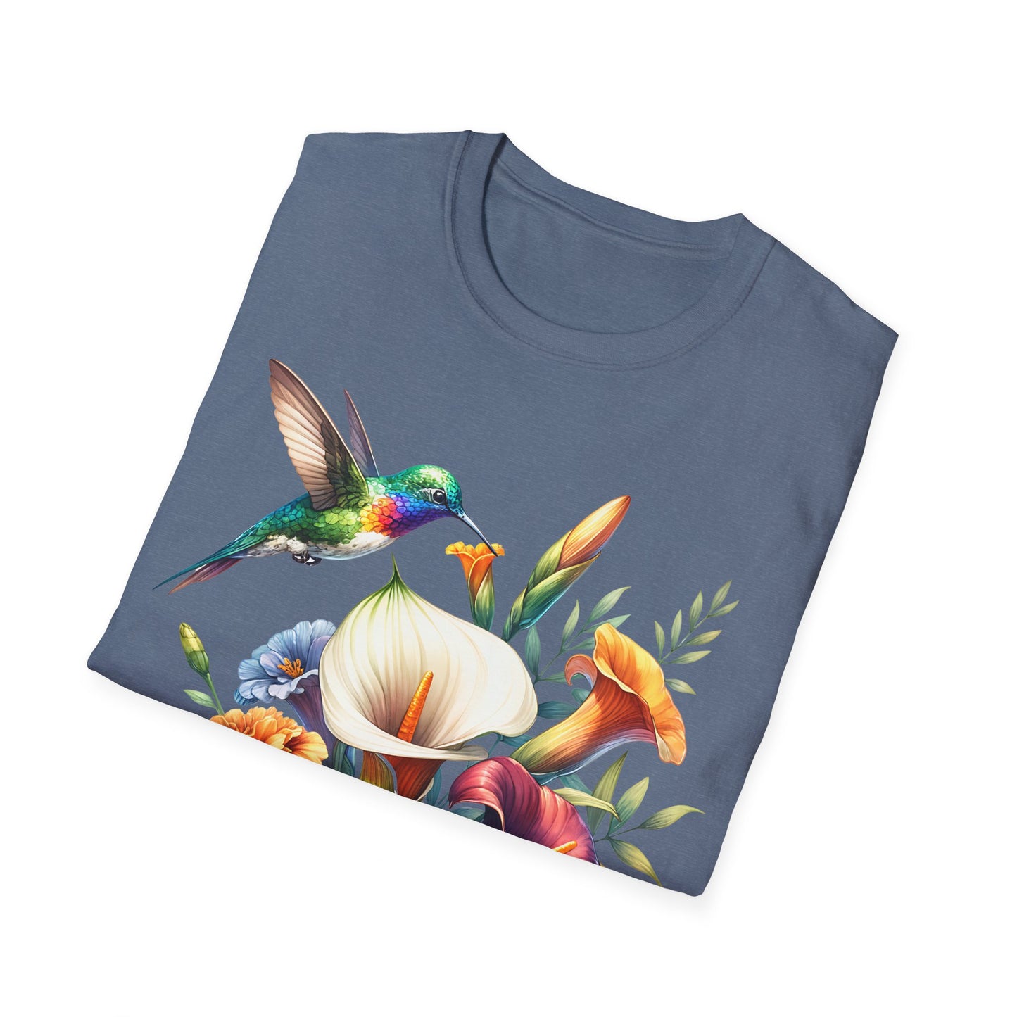 Hummingbird & Flowers Unisex Softstyle T-Shirt