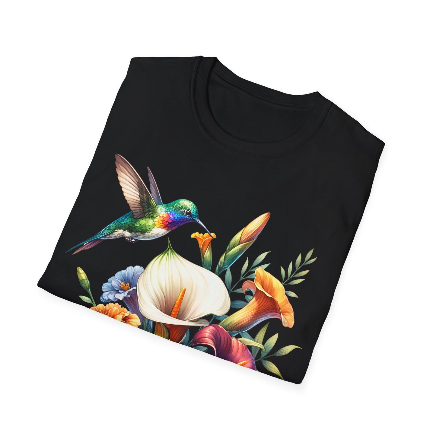 Hummingbird & Flowers Unisex Softstyle T-Shirt