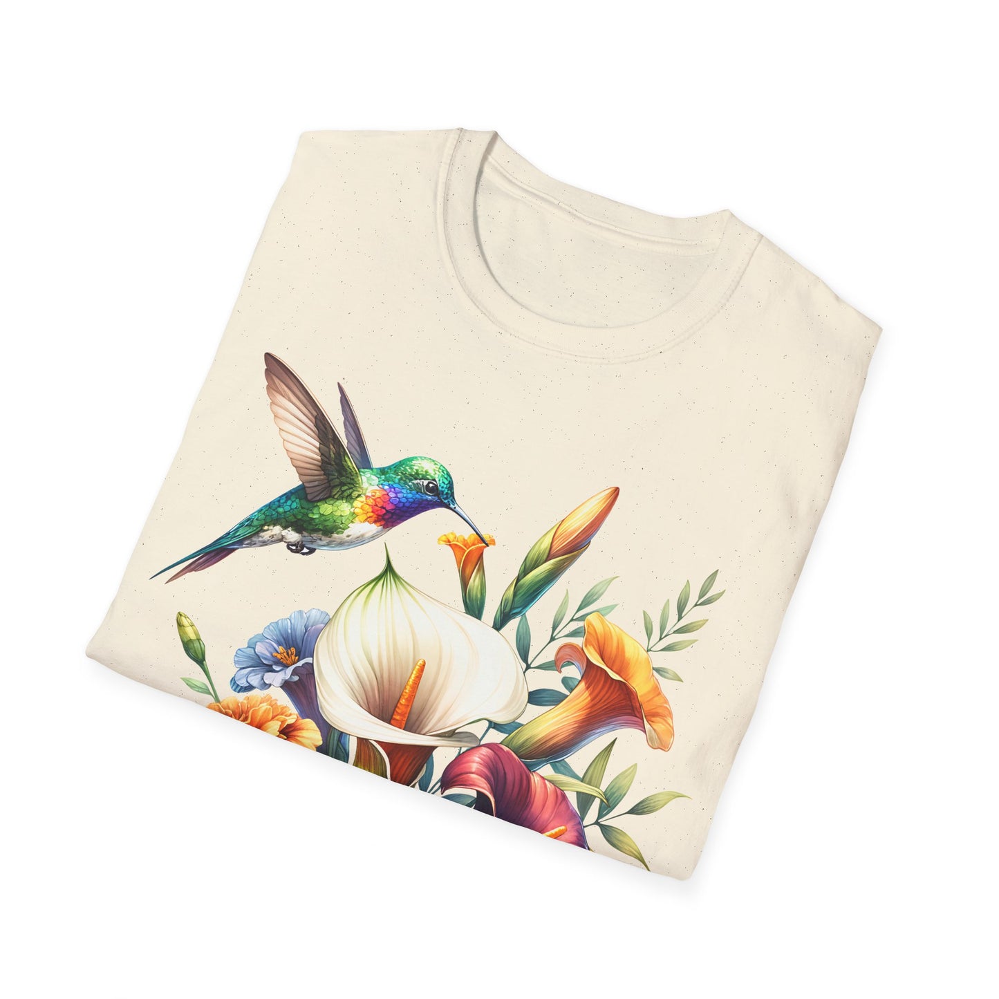 Hummingbird & Flowers Unisex Softstyle T-Shirt