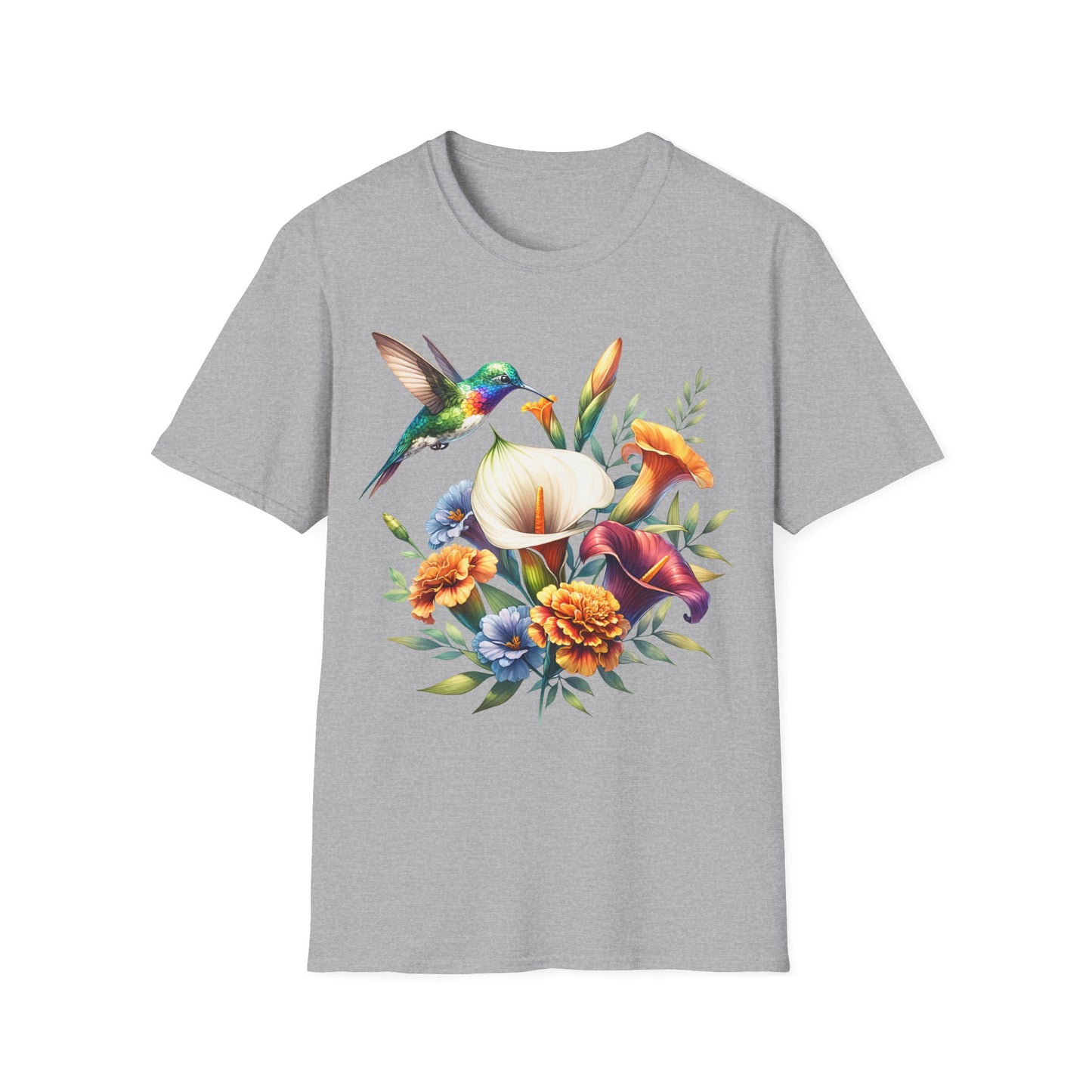 Hummingbird & Flowers Unisex Softstyle T-Shirt