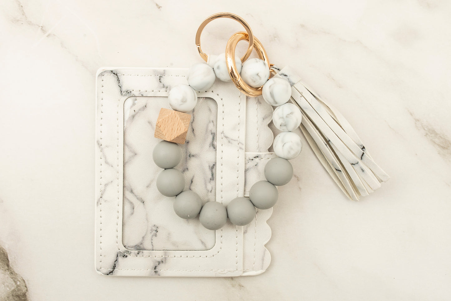 Marble Silicone Wristlet with Wallet