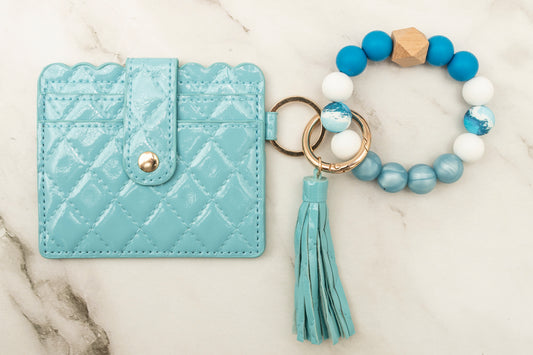 Ocean Blue Silicone Wristlet with Wallet