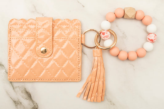 Peach Silicone Wristlet with Wallet