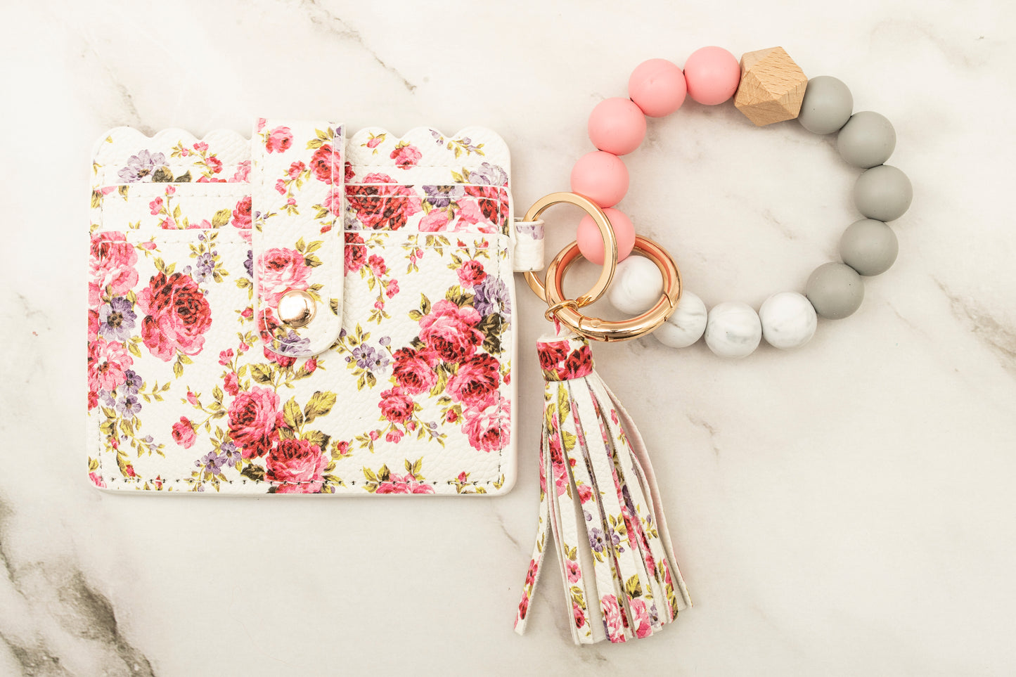 Flowers Silicone Wristlet with Wallet