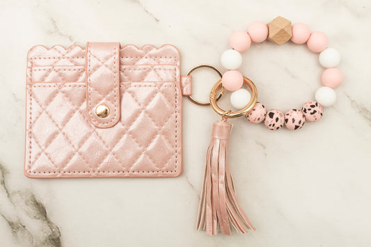 Pink Silicone Wristlet with Wallet