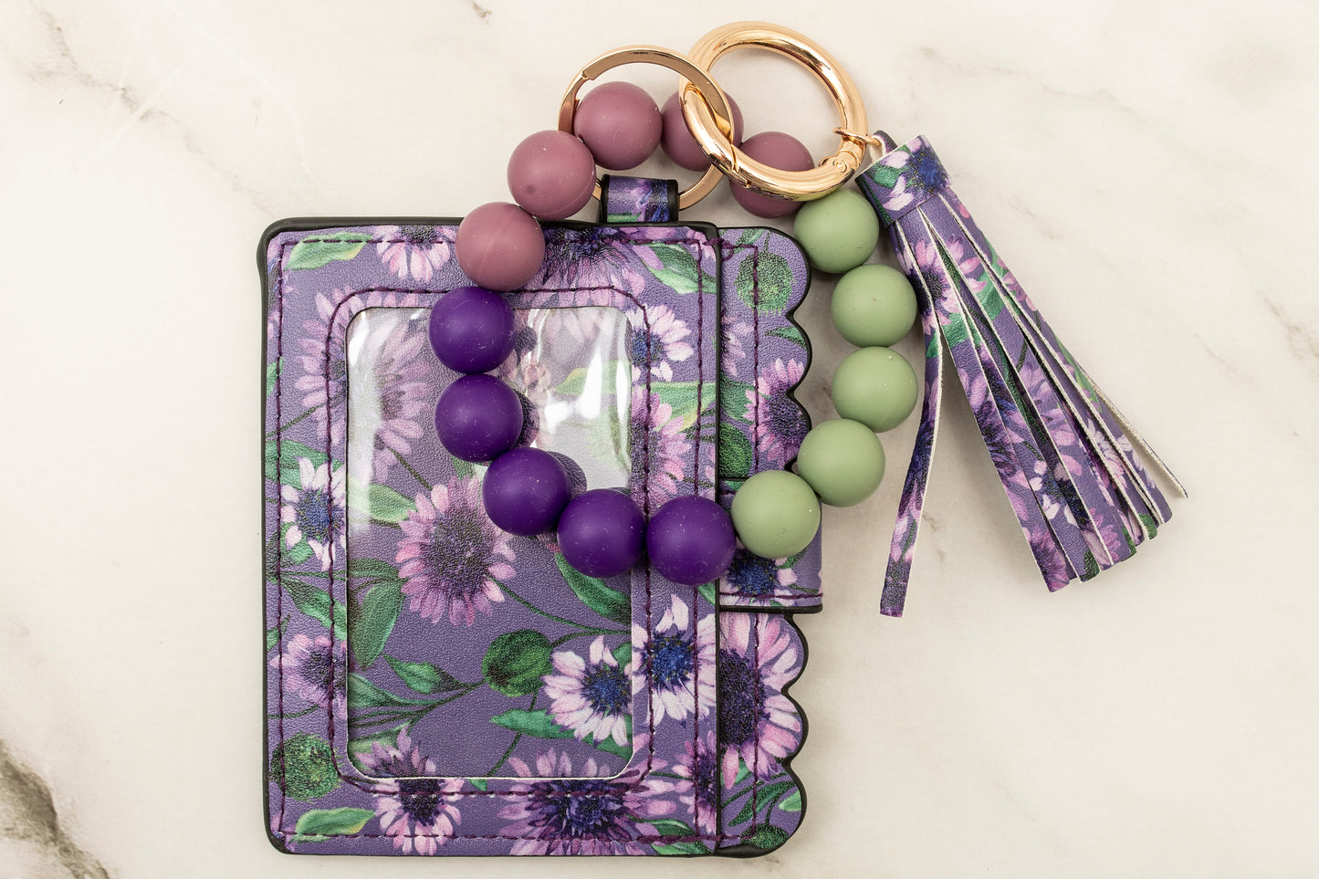 Purple Daisy Silicone Wristlet with Wallet