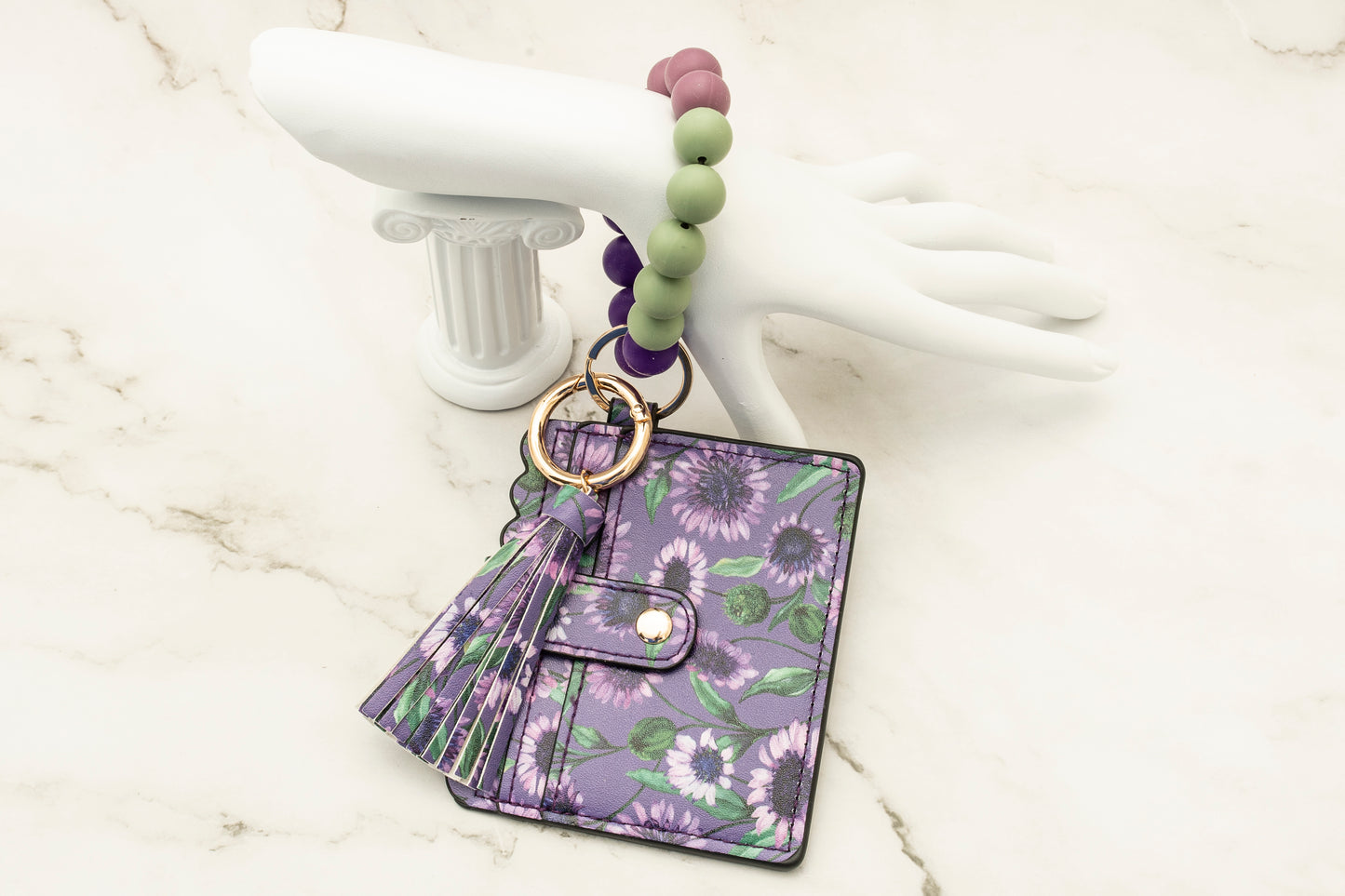 Purple Daisy Silicone Wristlet with Wallet