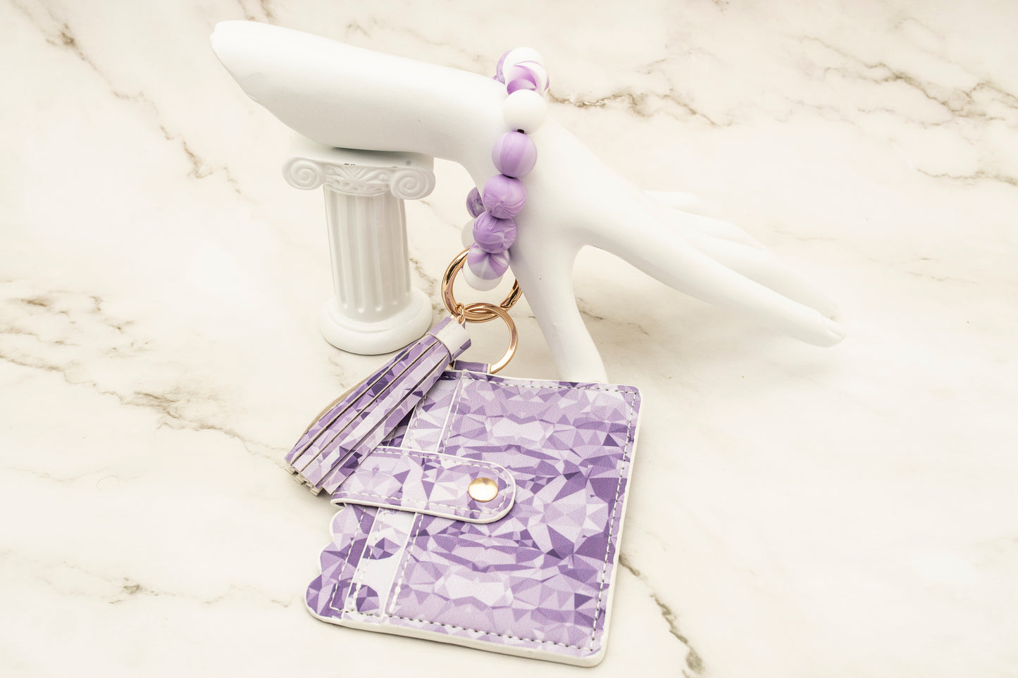 Purple Fractal Silicone Wristlet with Wallet