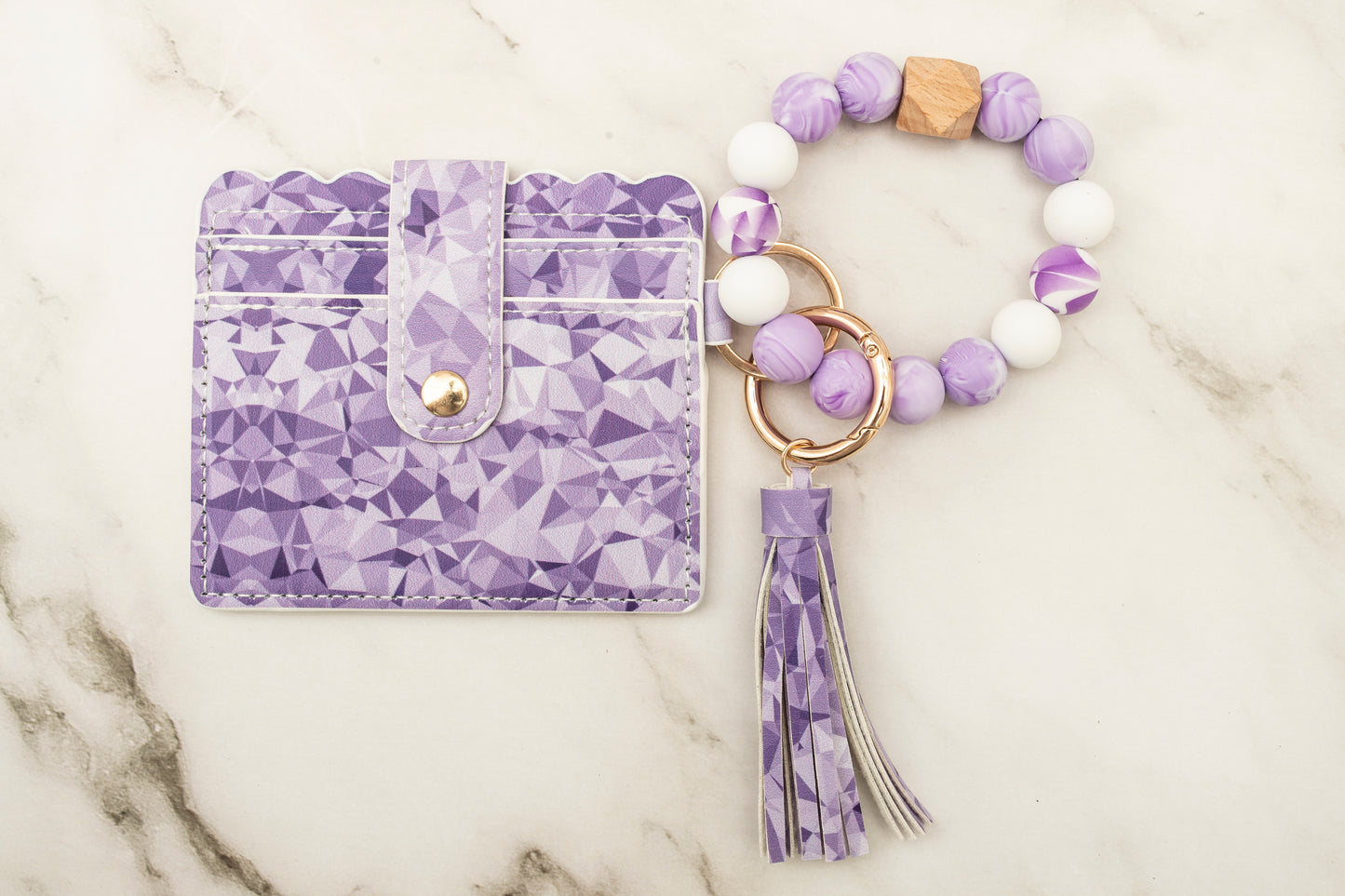 Purple Fractal Silicone Wristlet with Wallet