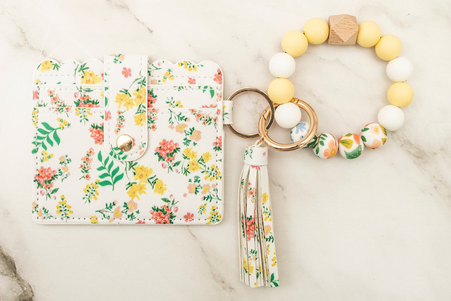 Spring Flowers Silicone Wristlet with Wallet