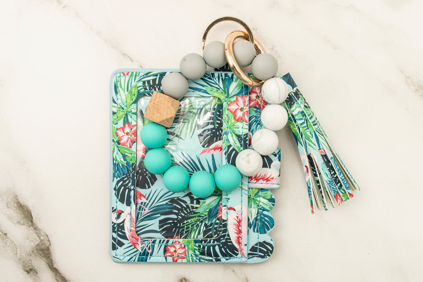 Tropical Silicone Wristlet with Wallet