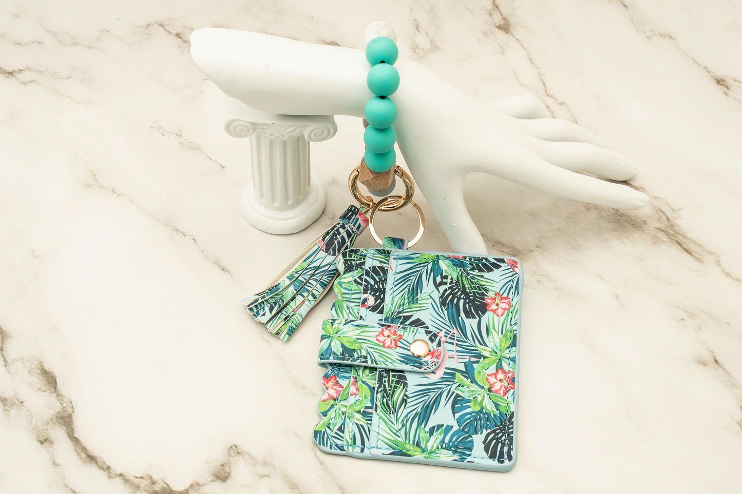 Tropical Silicone Wristlet with Wallet