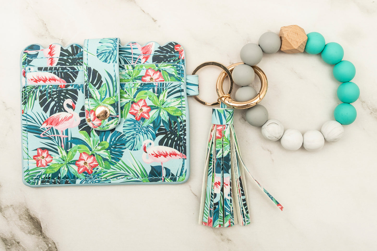 Tropical Silicone Wristlet with Wallet