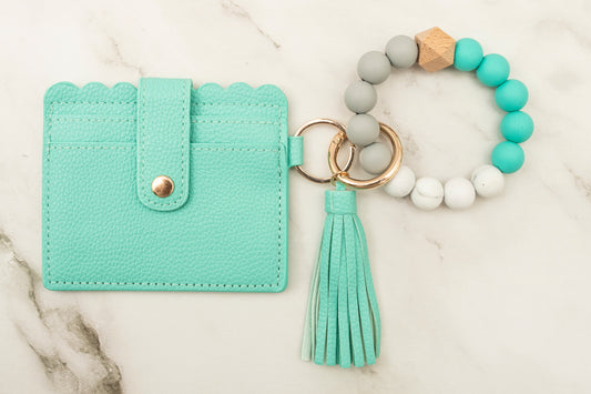 Turquoise Silicone Wristlet with Wallet