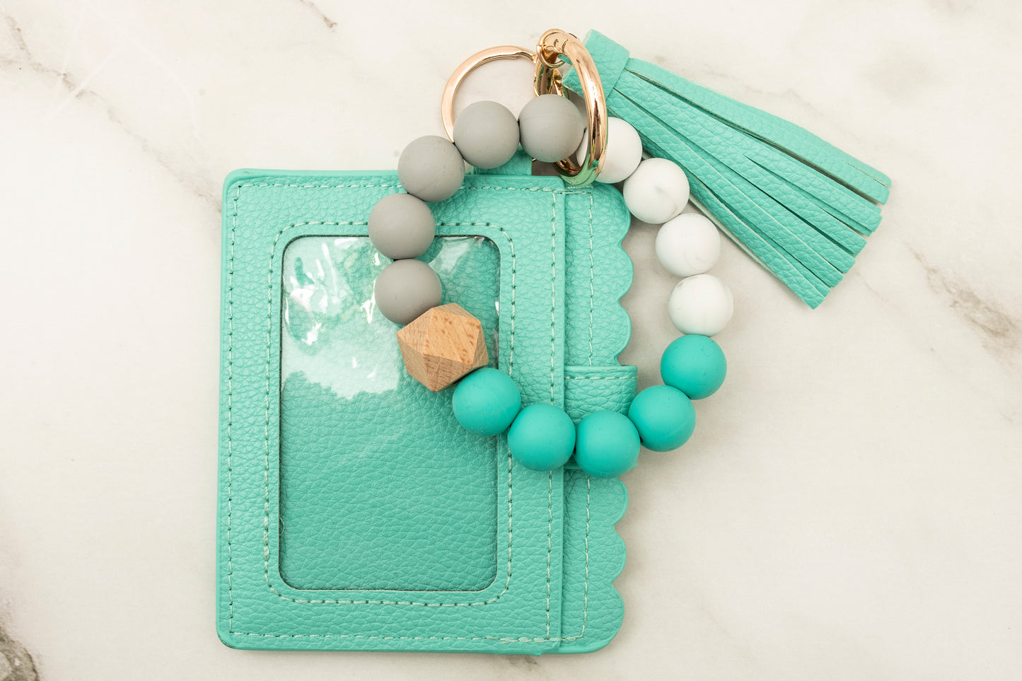 Turquoise Silicone Wristlet with Wallet