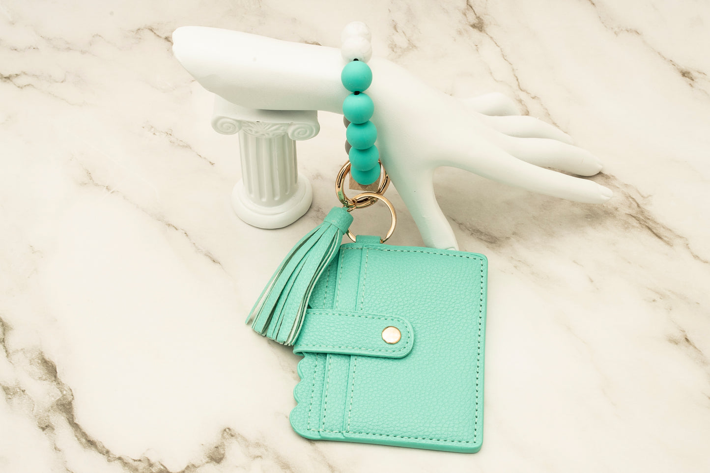 Turquoise Silicone Wristlet with Wallet