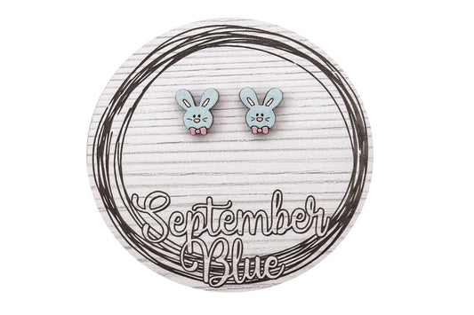 Blue Bunny Wood Studs