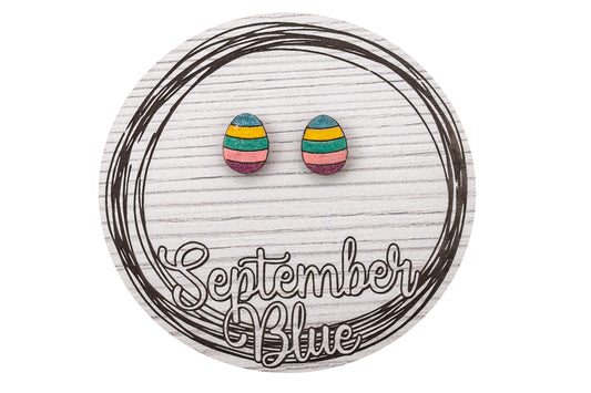 Easter Egg Stripe Wood Studs